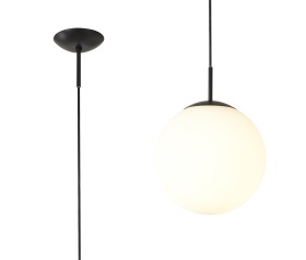 D0649  Miranda 25cm Glass Pendant 1 Light Matt Black